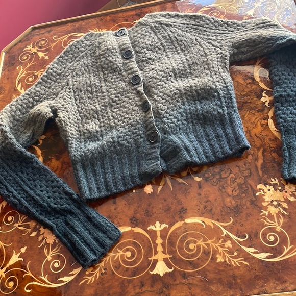 BIRD by JUICY COUTURE szS wool & rabbit button back crop cardigan sweater ombré - Picture 1 of 6